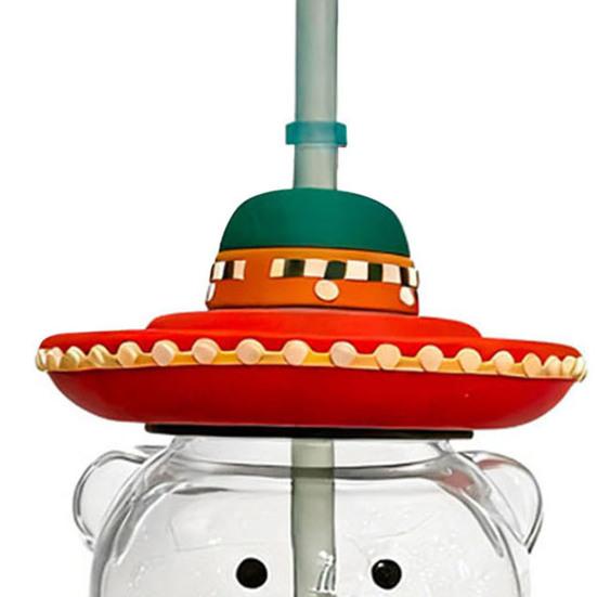 Teddy Bear Glass Sippy Cup with Straw BPA-Free 580ml Large Capacity Glass Tumbler for Cold Drinks Homemade Beverage Container