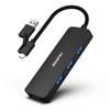 BENFEI USB USB Connection Aluminum Alloy Frame with 4 USB Thunderbolt Compatible with iPhone 15 MacBook iPad Black 3.0 Hub, 2-in-1 Type-A/Type-C
