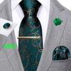 Barry.Wang Мужские зеленые галстуки, шелковый черный галстук, зажим для галстука, бутоньерка, носовой платок, запонки, набор для деловых свадебных свиданий