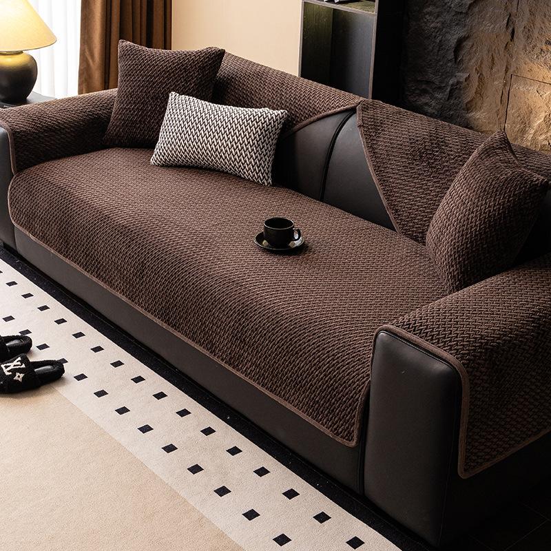 Зимняя плюшевая подушка для дивана, нескользящий теплый чехол для дивана, всеобъемлющий универсальный чехол для пожилых людей Sense