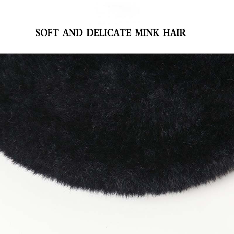 Women's Autumn and Winter Hats Plus Velvet Thickening Warm Ear Protection Knitted Hat Beret Rabbit Fur Hat Woolen Hat Women