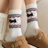 Носки махровые носки сезон милые мультяшные щенки шерстяные носки флисовые утолщенные теплые носки средней длины