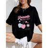 Romantic Pink Key Oversized T Shirt White Heart And Key Graphic Print For Casual Wear