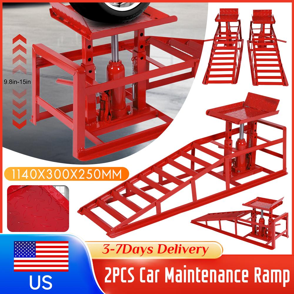2PCS Hydraulic Car Truck Service Ramps 5 Ton Capacity Heavy Duty Vehicle Repair Ramps Garage Lift for Tire Replacement Supplies