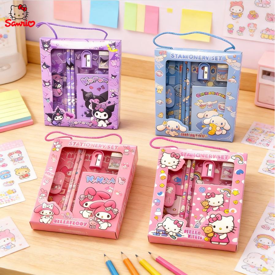 Sanrio Куроми Мелоди Хелло Китти Ручная Коллекция Канцелярских Принадлежностей Аниме Мультфильм Карандаш Линейка Блокнот Детский Образовательный Подарок Праздничный Приз