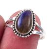 Натуральный Лабрадорит Драгоценный Камень Ручной Работы 925 Пробы Цельное Стерлинговое Серебро Кольцо Размер 7 h3Q38