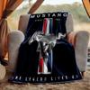 Mustang Blanket Flannel Throw for Sofa, Travel, Camping, Livingroom, Office, Chair and Bed Soft and Warm Holiday Birthday gifts