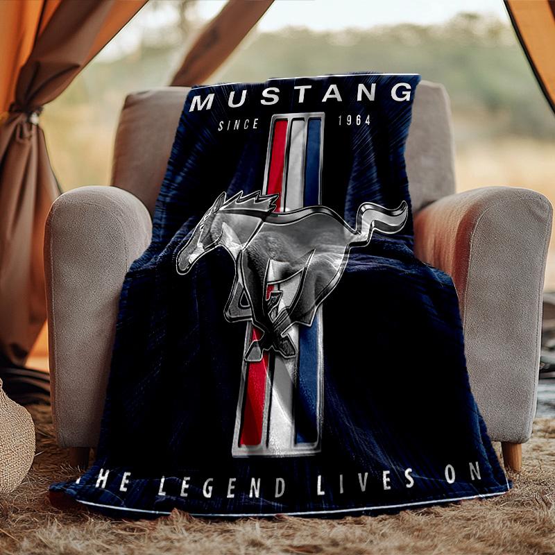 Mustang Blanket Flannel Throw for Sofa, Travel, Camping, Livingroom, Office, Chair and Bed Soft and Warm Holiday Birthday gifts