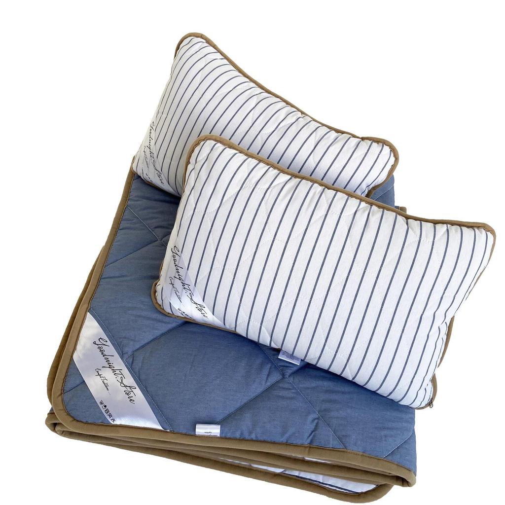 Merino Wool Blanket Set + Pillow Goodnight.Store Blue All Season