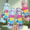 1PC Bump Set Spike Text Art 750ml Color Plastic Sports Water Bottle Leakproof Flip Straw Lid Suitable for Sports Office Home Use