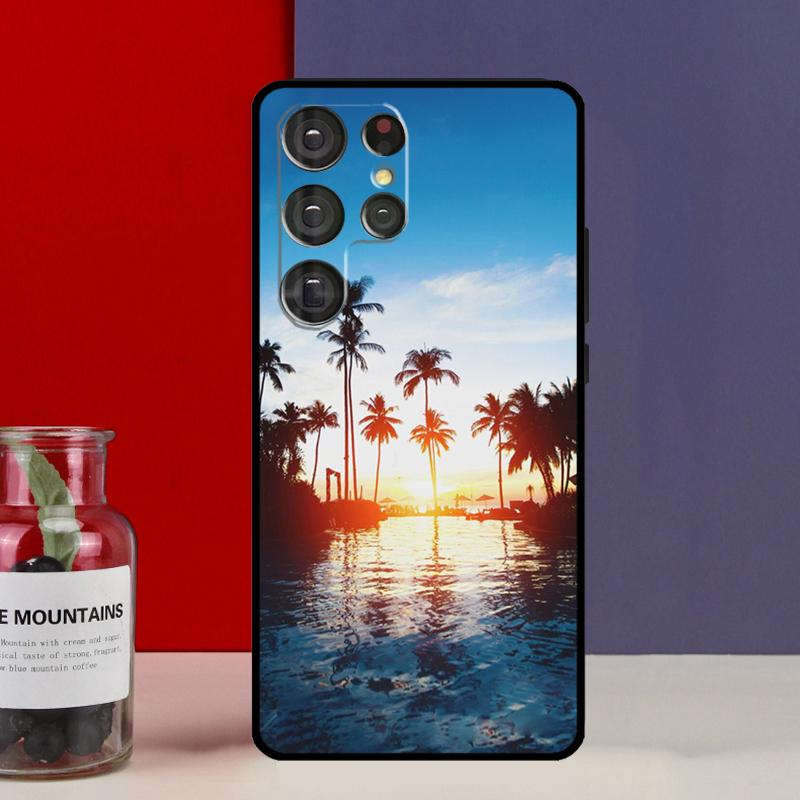 Закат пальмы Чехол-футляр Для Samsung Galaxy S25 Ultra S9 S10 S20 S21 FE S22 S23 Plus S24 Ultra Чехол для телефона