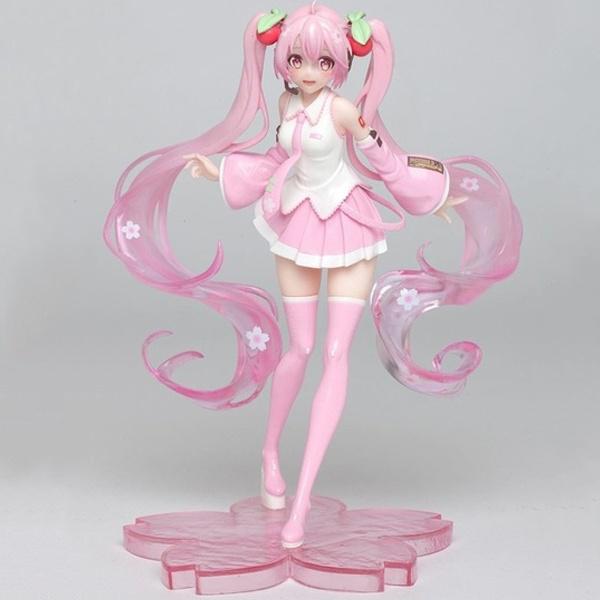Кукла высокого качества из аниме Pink Sakura Miku на подставке