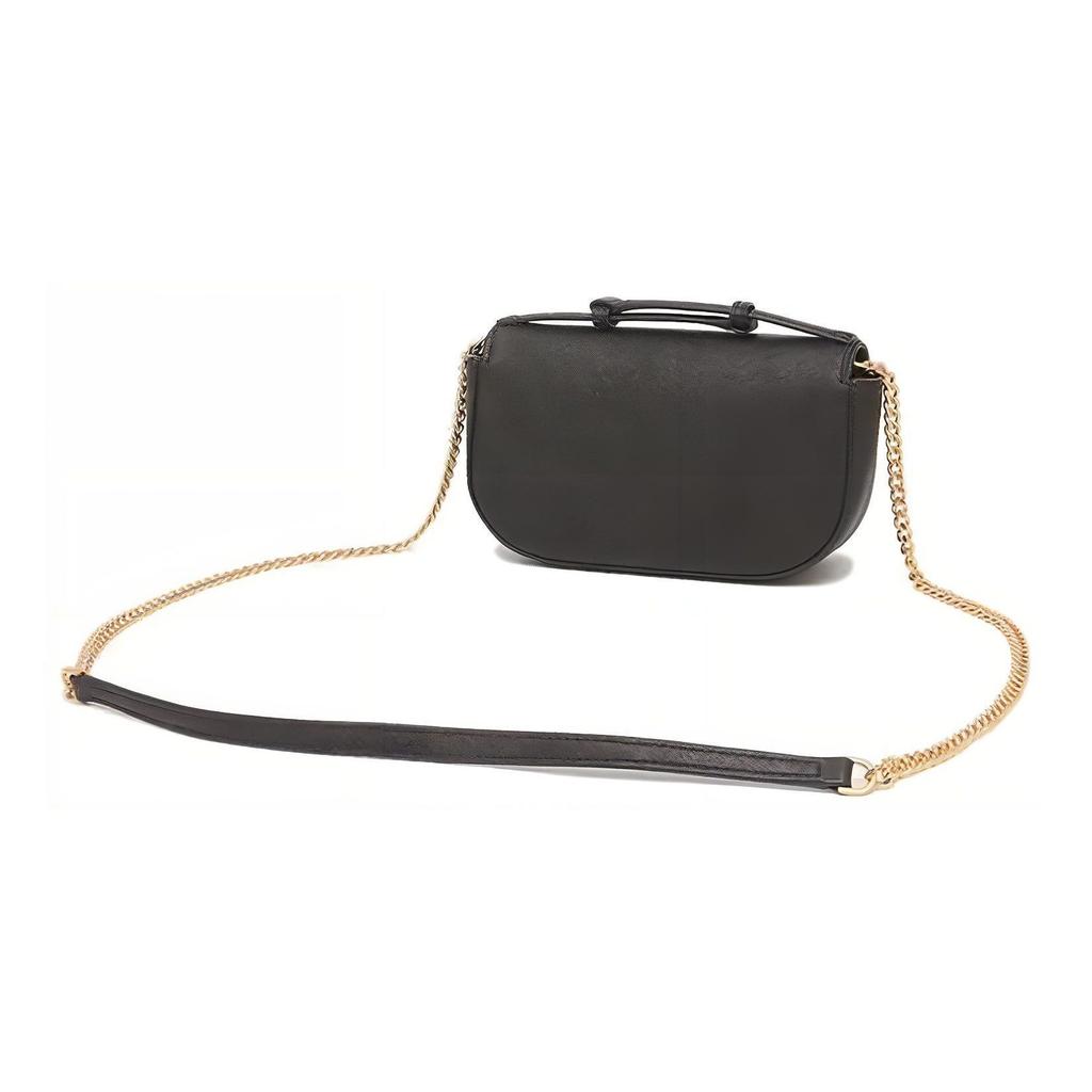 Tory Burch Emerson Silver Double T Logo Minimalist Flap Closure Detachable Shoulder Strap Leather Crossbody Tote Bag Women Bags Black 134841-001