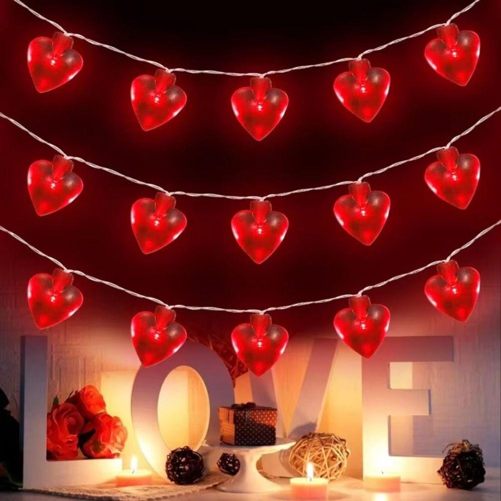 LED Lights Love Heart Fairy Light Garland Heart String Lights Valentines Day Party