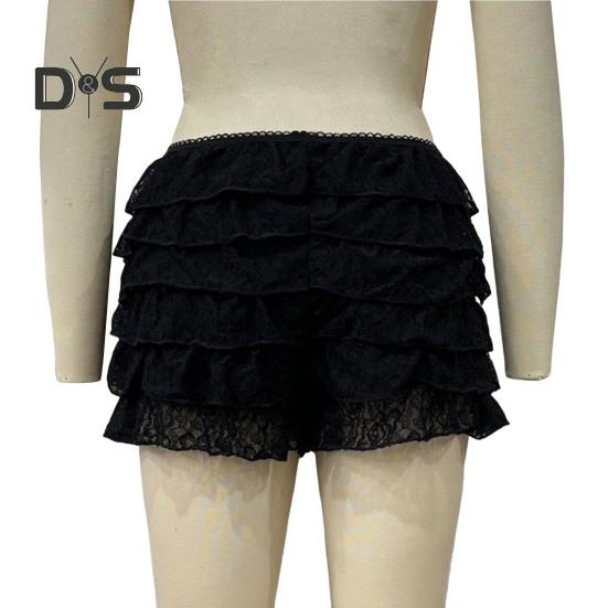 Женские летние шорты, многослойные, с разбросанным подолом, оборками, кружевной отделкой, пляжные шорты в стиле Лолиты, с высокой талией, ультракороткие шорты, повседневная одежда, шорты для сна