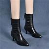 Большие размеры, теплые туфли на высоком каблуке, элегантные женские туфли до середины голени, женские полусапожки на каблуке, весна 2024, водонепроницаемые, новые, в горячем стиле Gyaru Goth