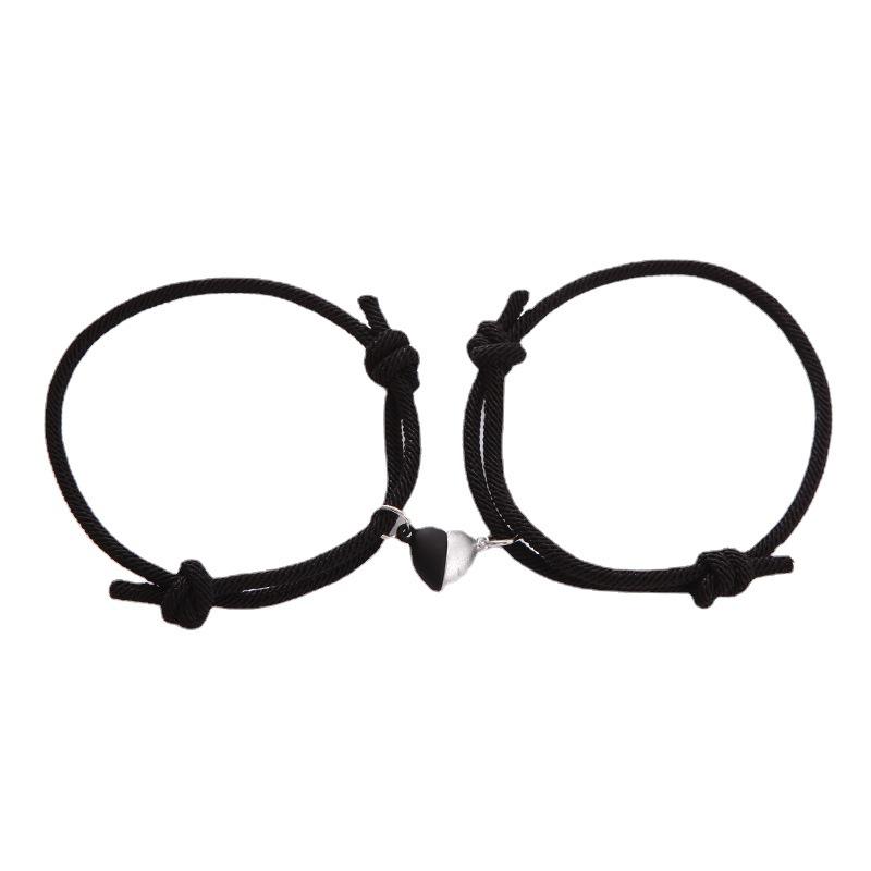 Trendy Black & White Love Magnet Milan Rope Couple Bracelets for Girlfriends