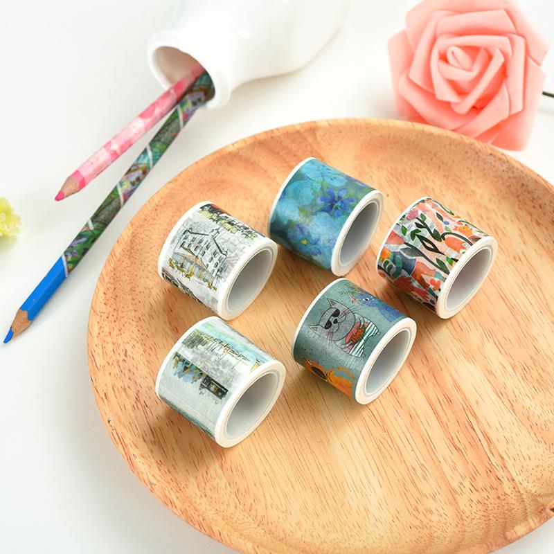 1 Roll Vintage Washi Tape Cute Colorful Art Decoration Diy Scrapbooking Masking Tape Japanese Stationery Stickers