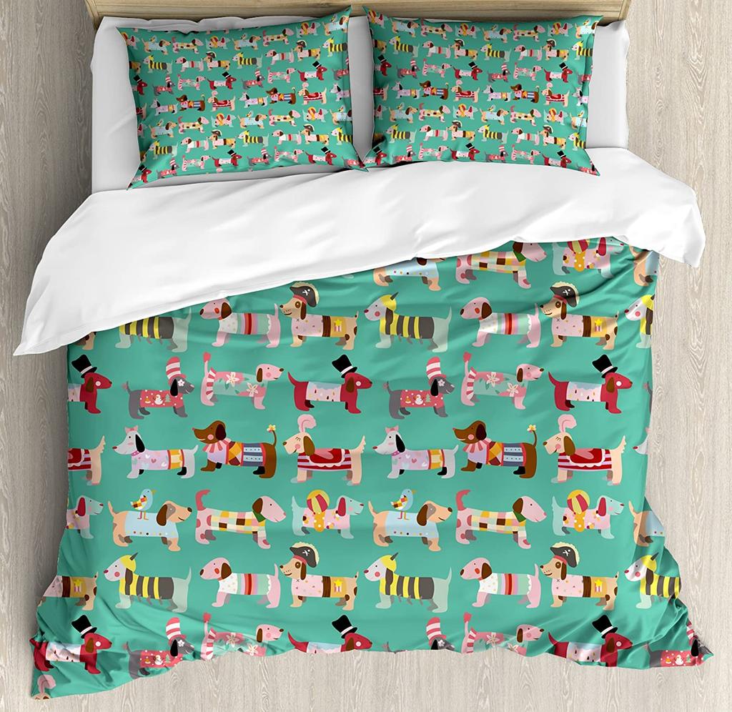 Комплект постельного белья Dog Lover с изображением милого маленького корги, прыгающего и бегущего, а также комплект из 3 пододеяльников, постельного белья, пододеяльника, наволочки, чехла для пододеяльника