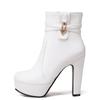 White Ankle Boots Women Platform Shoes Fashion Buckle High Heels Yellow Black Autumn Winter Women's Short Boot Large Size 44 50
