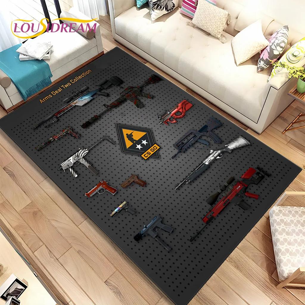3D штурмовая винтовка, пистолет, пистолет CS M4 AK USP, игровой коврик, ковер для дома, гостиной, спальни, дивана, коврик для двери, декор, нескользящий напольный коврик
