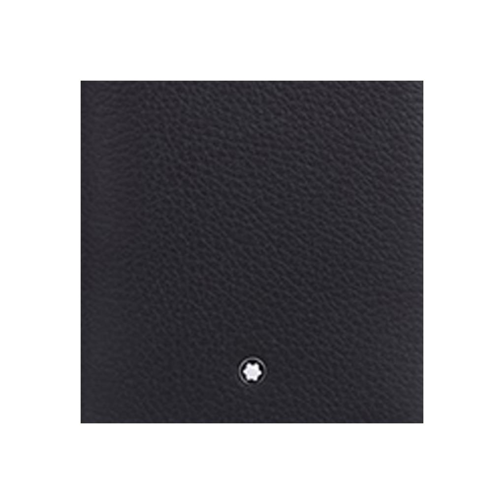 Montblanc Logo Solid Long Folded Litchi Grain Leather Wallet Men wallet Black 113303