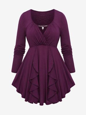 Футболка Rosegal Plus Size с цепочкой и складками в виде салата