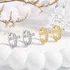 Korean Version of Ear Buckle Earrings for Women, Fashionable and Simple INS Style Personalized Diamond-encrusted Mini Cross Earrings