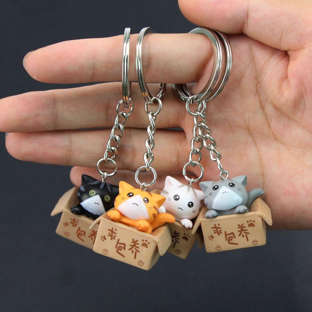 Creative Little Cat Personality Ornaments Resin Key Ring For Men Women Bag Charm Pendant Keychain