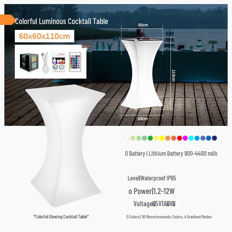 Rechargeable LED Luminous Square Table