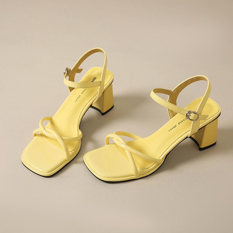 Сандалии с квадратным носком, новый дизайн, толстый каблук, увеличивающий рост, удобная обувь без усталости ног - женская мода Hundred Shoes