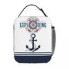Marine Sailor Sea Exploring Anchor Thermal Insulated Lunch Bags Compass Blue Anchors Lunch Boxes Thermal Cooler Food Container