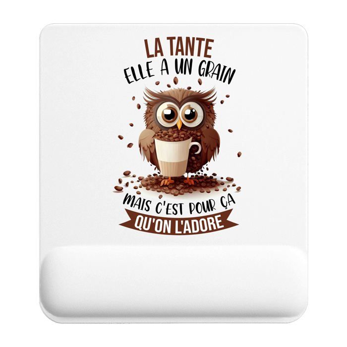 Tapis de souris - PLANETEE - La Tante Chouette grain - Multicolore - 22x18 cm - Ép. 3 mm antidérapant