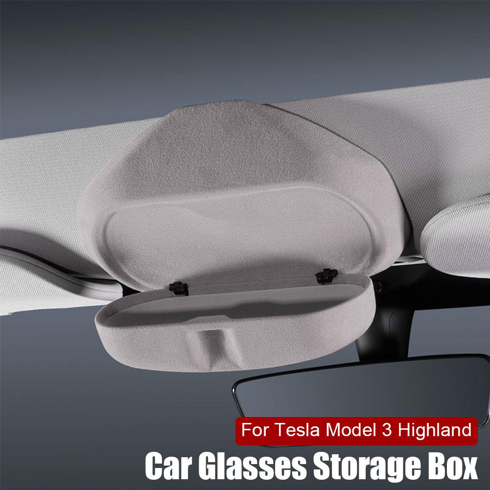 Коробка для хранения солнцезащитных очков с клипсой для Tesla New 3/3+, автомобильная коробка для очков, чехол-держатель для карт, клипса для солнцезащитных очков, аксессуары для интерьера автомобиля