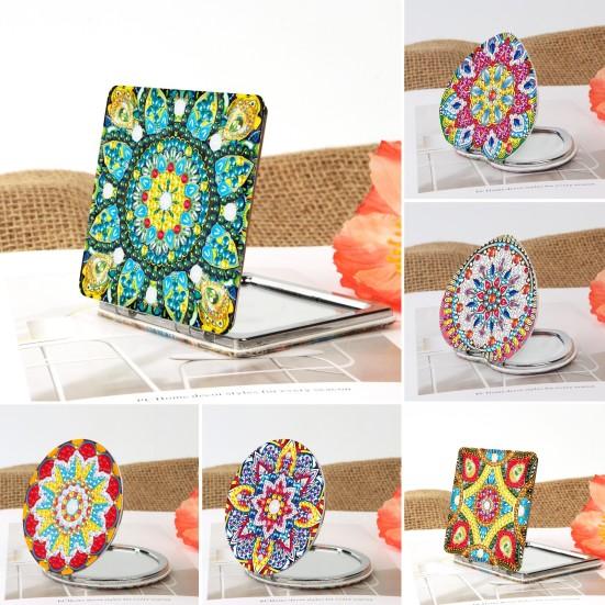 1 комплект алмазной живописи зеркало цветочный узор DIY портативное мини-зеркало для макияжа горный хрусталь