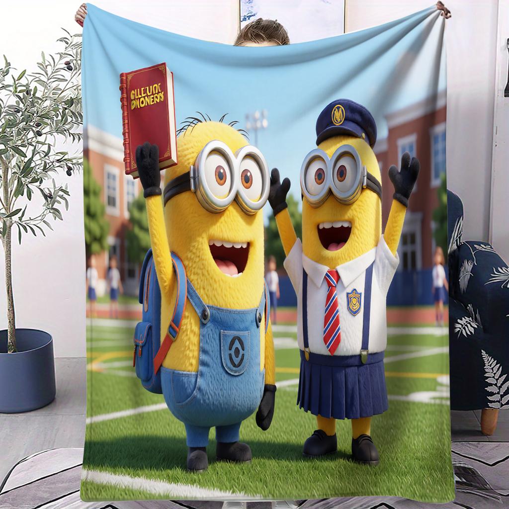 Portable Minions Blanket Ultra Soft Warm Lightweight Flannel Throw Blanket For Sofa Bedroom Living Room Travel Car Office Gift