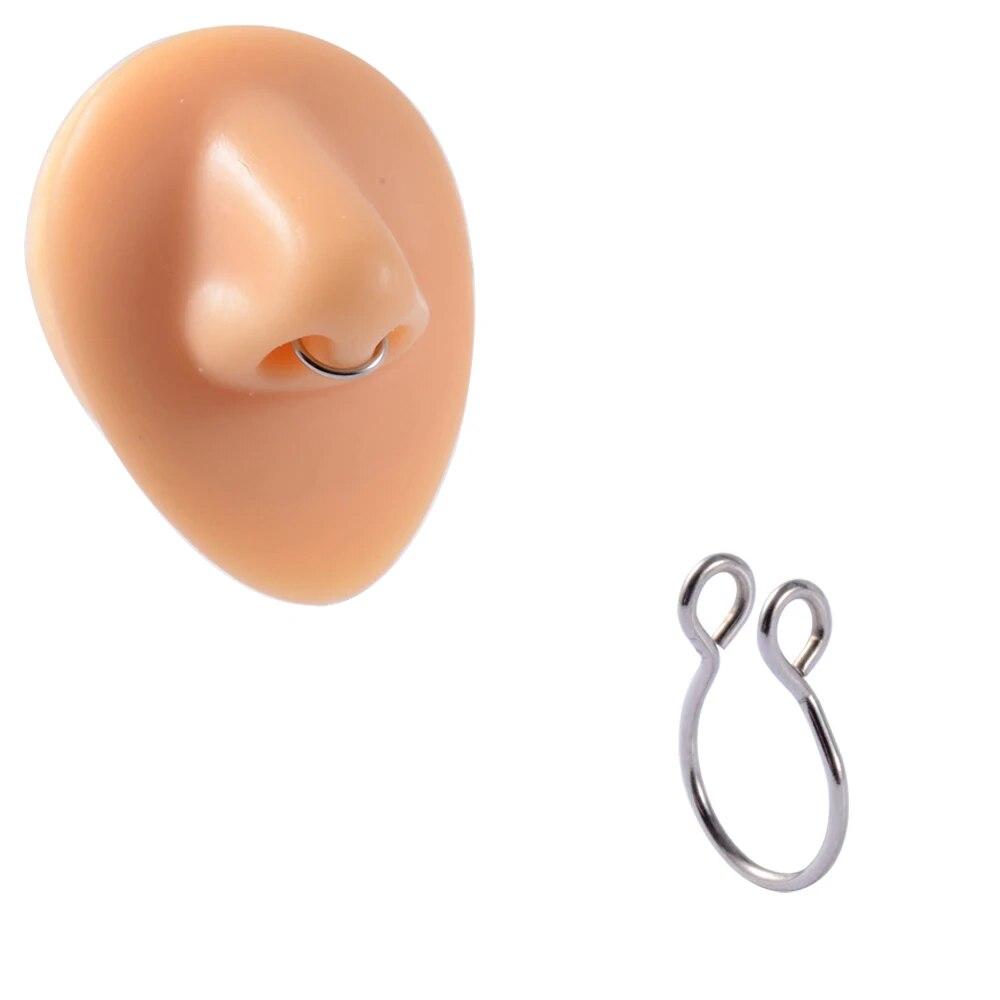 Серьги-клипсы из хирургической стали, 1 шт., серьги-клипсы для ушей, хрящевой раковины, манжеты, регулируемый размер, обруч для носа, непрокалывающее кольцо для губ, поддельные ювелирные изделия