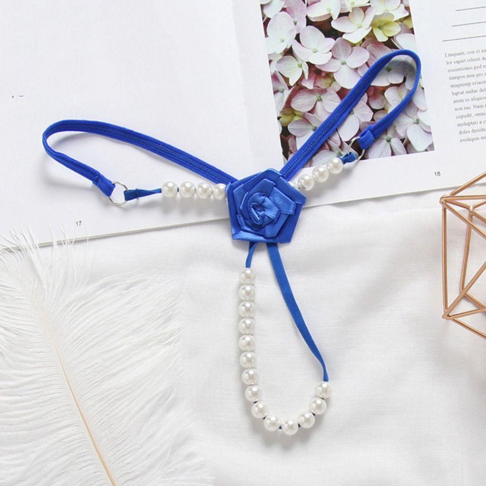 Hollow-out Women's Thong Low-waist Sexy Briefs Exotic Pearl Underwear Gift