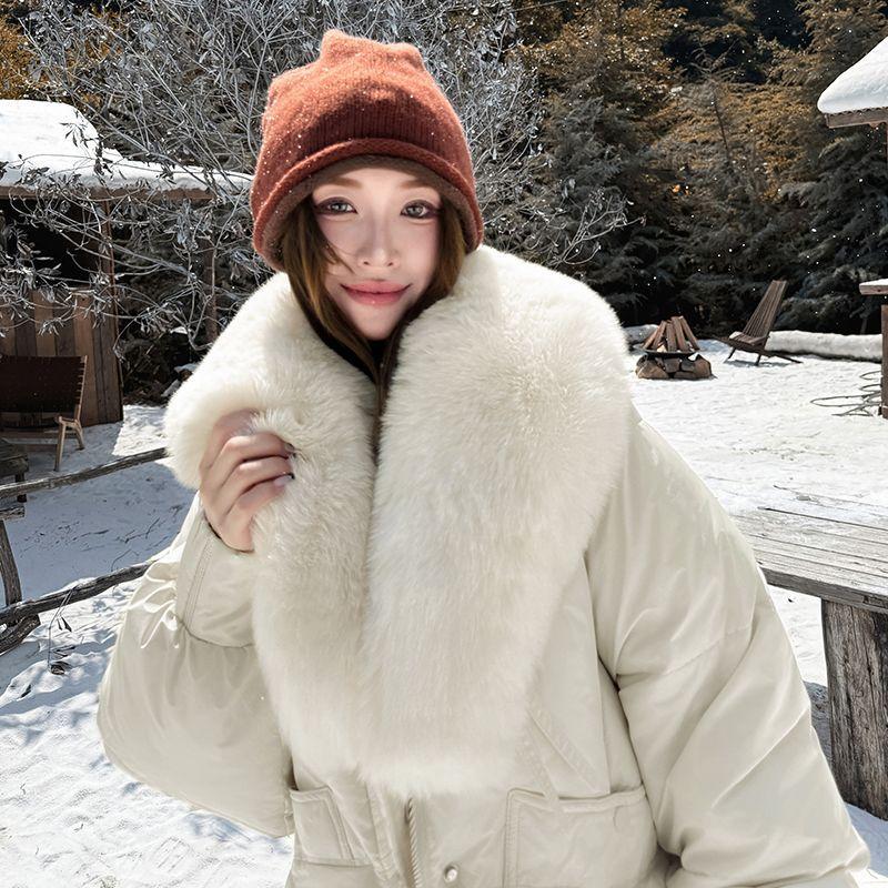 Шикарная зимняя женская куртка в корейском стиле, с воротником из искусственного меха, приталенного силуэта, теплая, с подкладкой, модная верхняя одежда