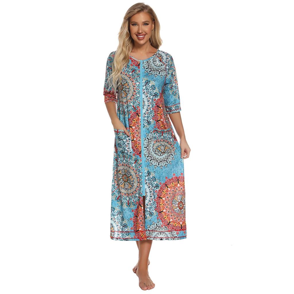 Bright Deer Женский халат для беременных на молнии с длинным рукавом 3/4, халат для родов в больнице, ночные рубашки для кормления, домашний халат, шезлонг, одежда для сна