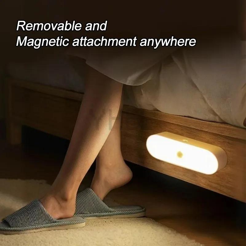 Night Lights Wireless LED Motion Sensor Lamp USB Rechargeable Magnetic For Wardrobe Room Closet Kitchen Aisle Tube Detector Bulb
