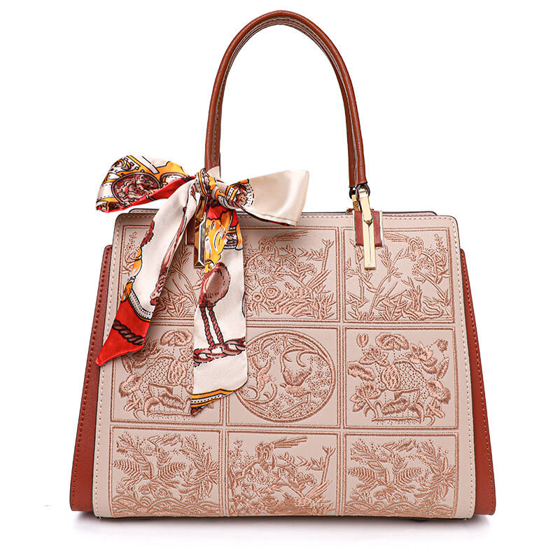 New Women's Handbag Light Luxury Embroidered Cowhide Bag Fashionable Versatile Commuter Bag