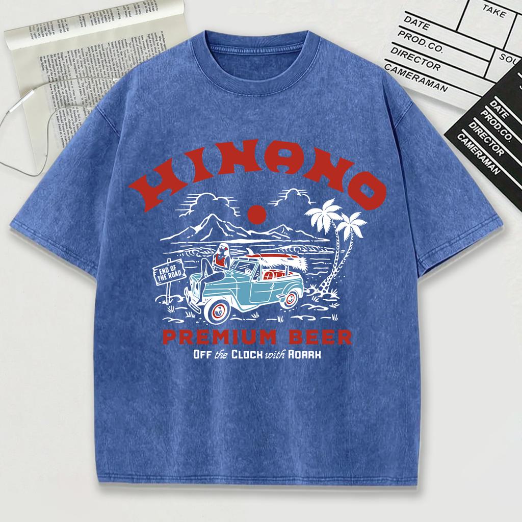 Премиальная футболка с принтом пива, с эффектом снежной стирки, мужская, летняя, удобная, выстиранная, повседневная, свободная, шорты, мягкая хлопковая одежда