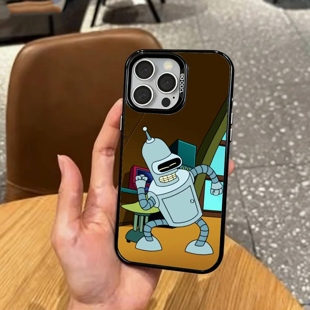 F-Funny B-Bender F-Futurama Phone Case For iPhone17,16,15,14,13,12,11 Plus,Pro Max Colored Silver Plated Inside Cover