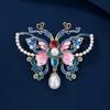 Enamel Butterfly Brooch for Women, Chinese Style, Pearl Brooch, Elegant and High-end Cheongsam Coat Pin
