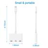 Male Lightning 8pin To 3.5mm Audio Jacks+2 Female Lightning 8pin Ports Cable Adapter for iPhone X/8 Plus/8/7 Plus/7