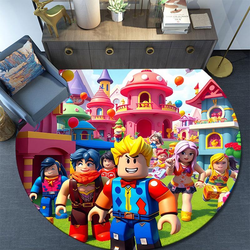 Roblox,Round Area Rug,Carpet Rug for Living Room Bedroom Sofa Playroom Decor,Non-slip Floor Mat
