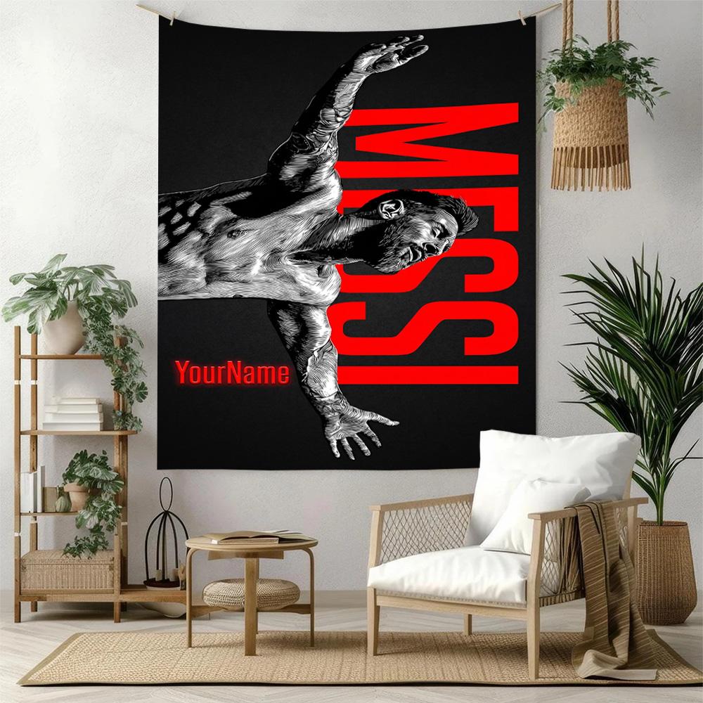 Messi Custom Your Name Wall Decor Tapestry Art For Pet Memorial Birthdaywedding Party Backdrop Family Gift