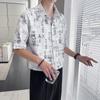 Men's Clothing Letter Printed Shirts Casual Turn-down Collar Summer New Short Sleeve Fashion Single-breasted Korean Loose Shirts