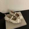 Inner Height Increase Mary Jane Shoes Women's Spring 2025 New Bow Square Head Silver Splicing Flat Ballet Shoes